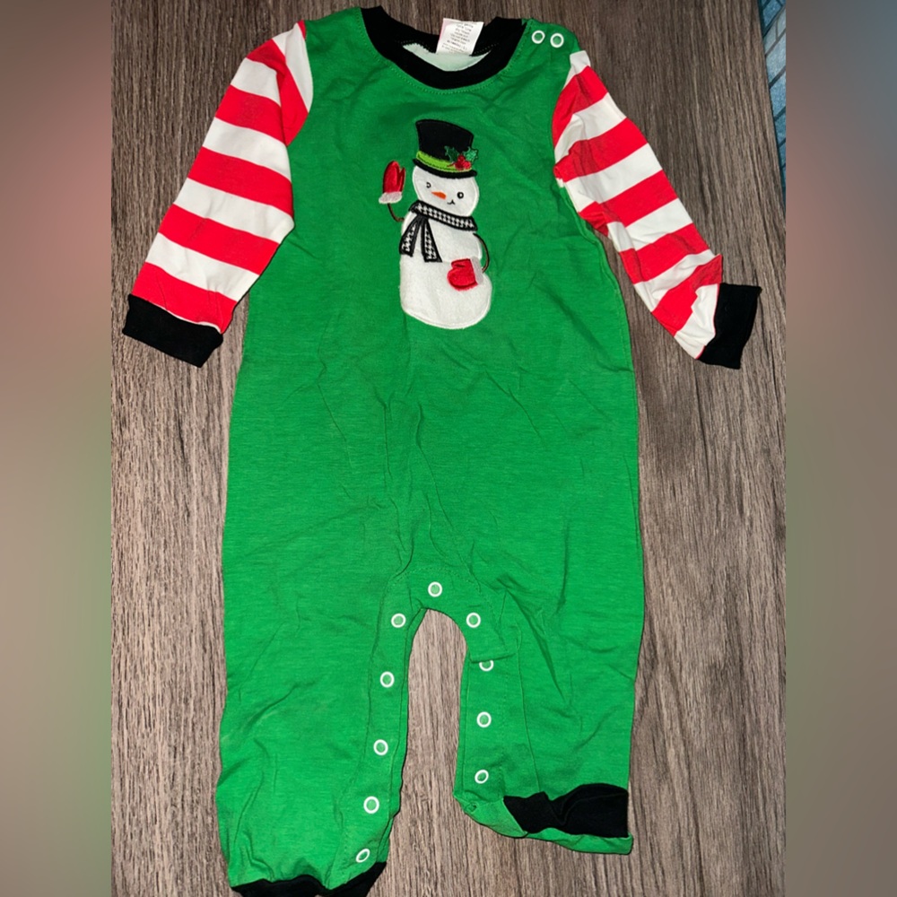 Festive Green Snowman Kids One Piece